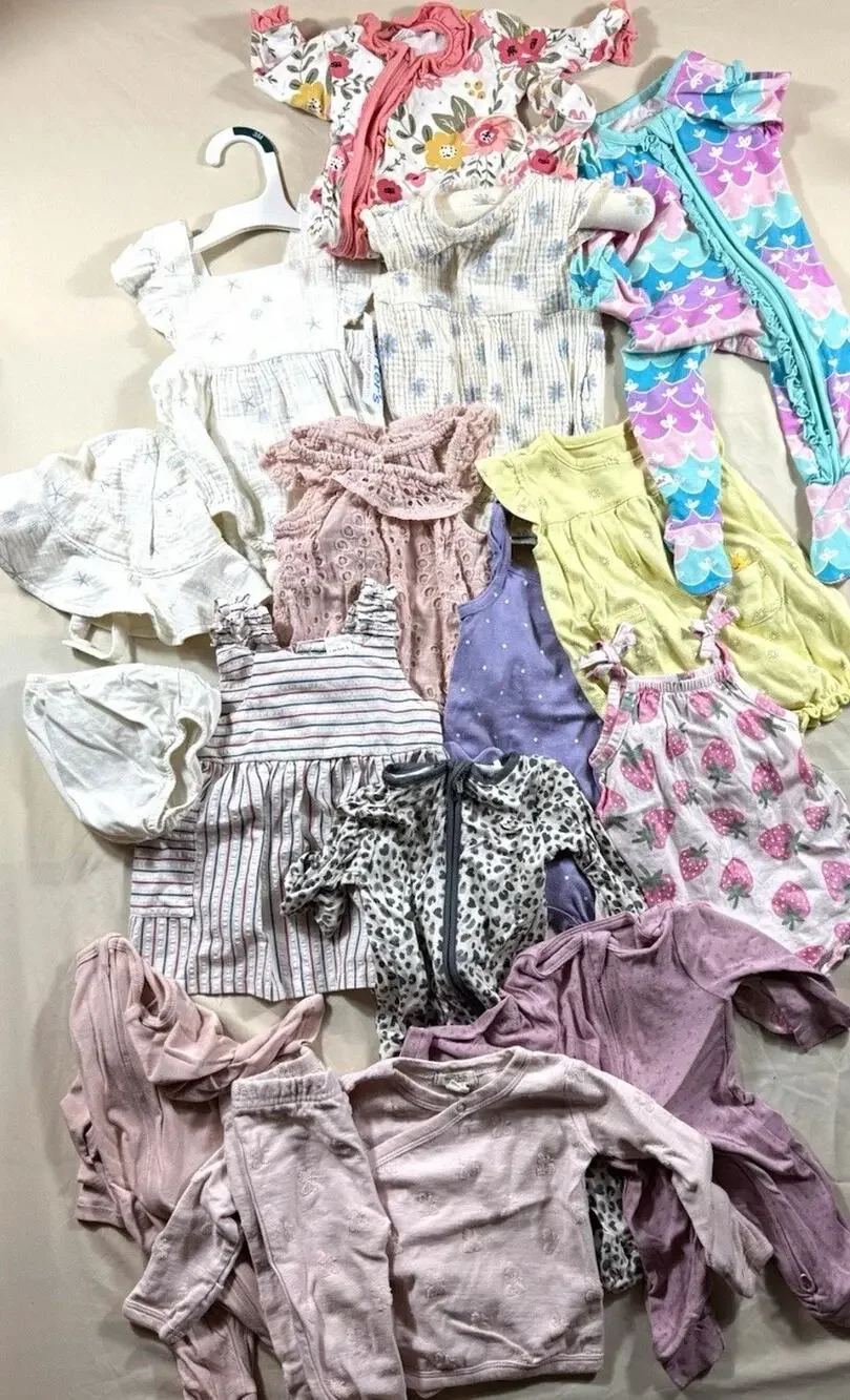 Baby Girl Clothes Lot Size 0-3 Months Summer Romper Dress RuffleButts Kyte Honey